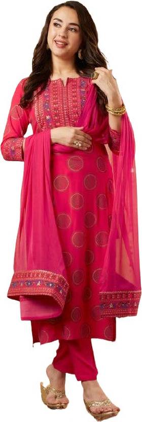 Sinira Embroidered Kurta, Palazzo & Dupatta Set
