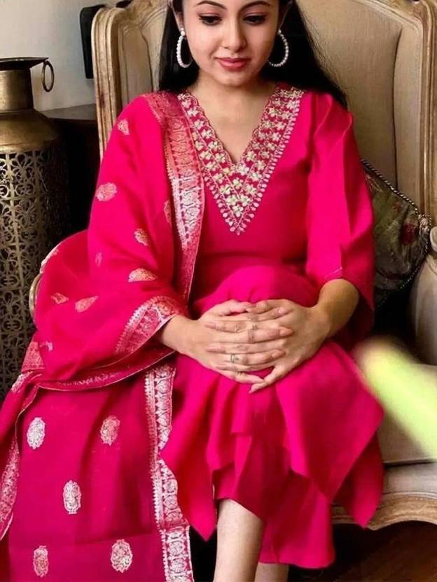LULUCREATION Embroidered Kurta, Trouser/Pant & Dupatta Set