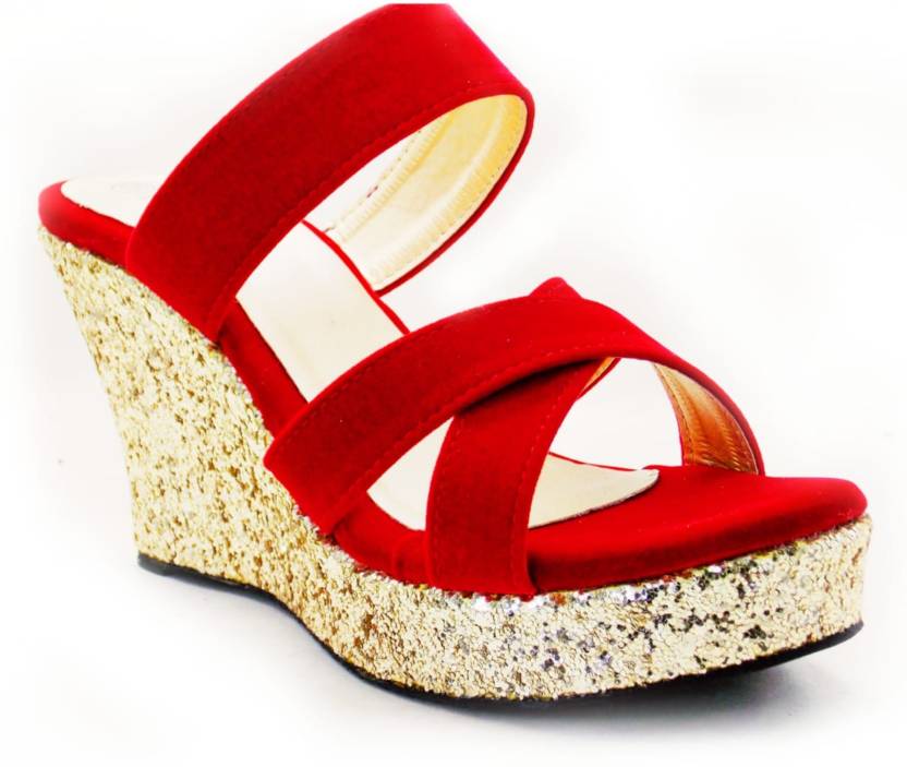 dreamsafe Women Red Wedges - Buy dreamsafe Women Red Wedges Online at ...