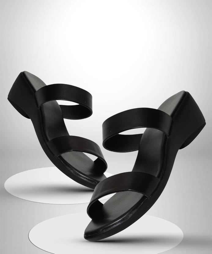 Women Black Wedges Sandal