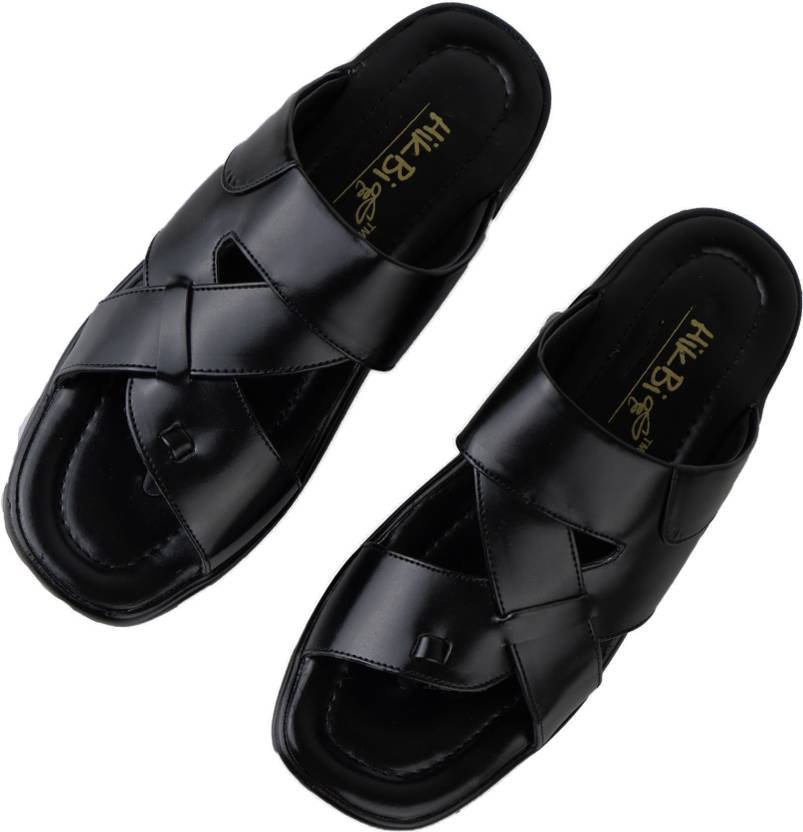 Men Black Flats Sandal