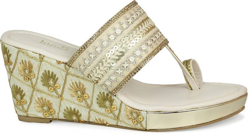 Women Beige Wedges Sandal