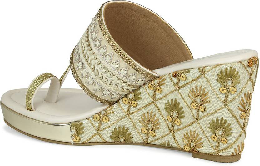 Women Beige Wedges Sandal