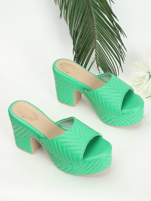 Women Green Heels Sandal