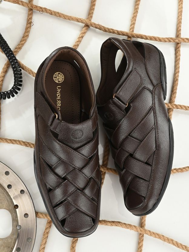 UNDERROUTE Men's Leather Fisherman Sandals - Image 1