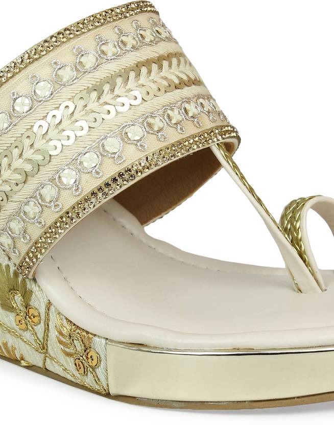 Women Beige Wedges Sandal