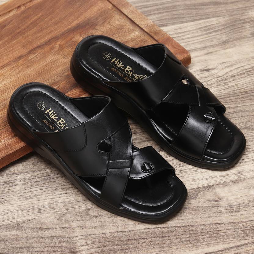 Men Black Flats Sandal