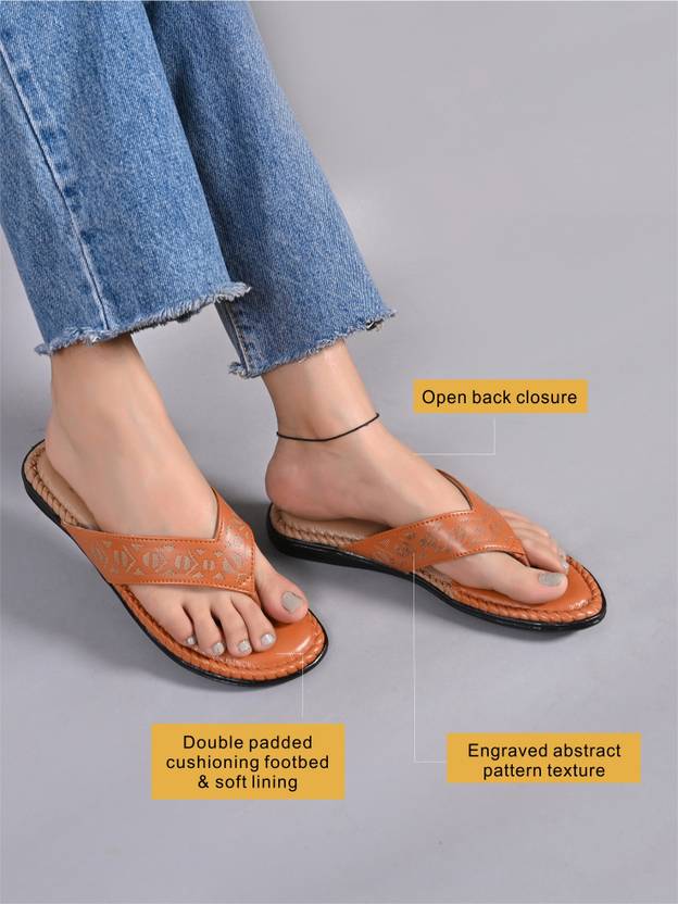 Women Tan Flats Sandal