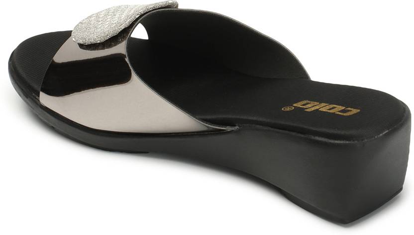 Women Black Wedges Sandal