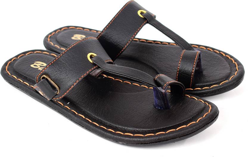Men Black Flats Sandal