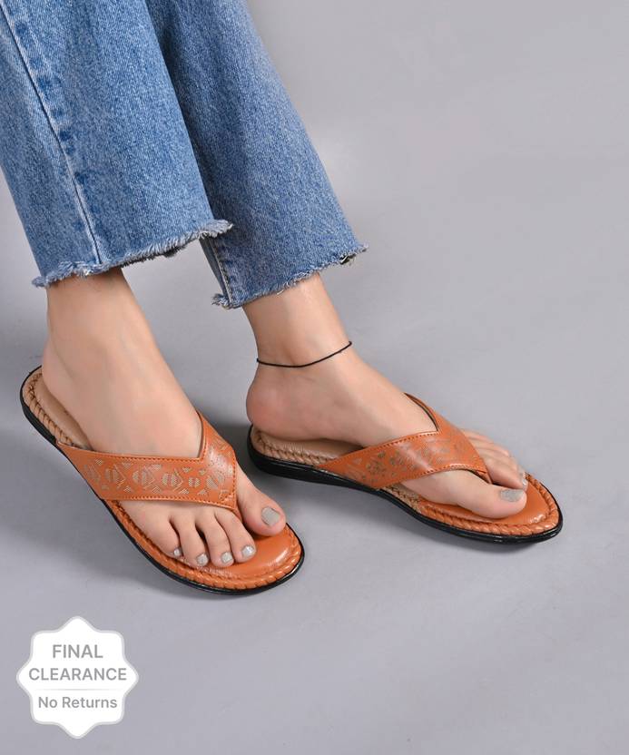 Women Tan Flats Sandal