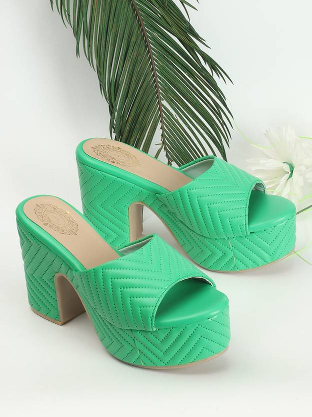 Women Green Heels Sandal