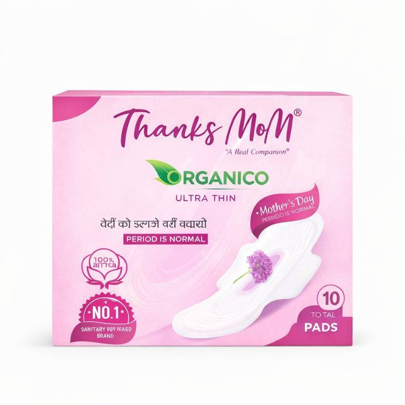 Thanks mom Organico ultra thin soft cotton anti rash XXL pads combo of 1 box pack Sanitary Pad