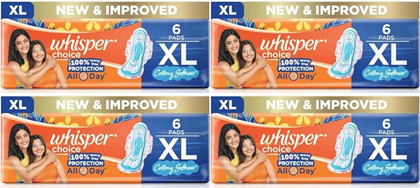Whisper Choice XL (Pack Of 6+6+6+6 Pads) Sanitary Pad