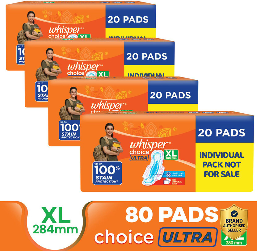 Whisper CHOICE ULTRA XL, UPTO 100% STAIN PROTECTION ALL DAY