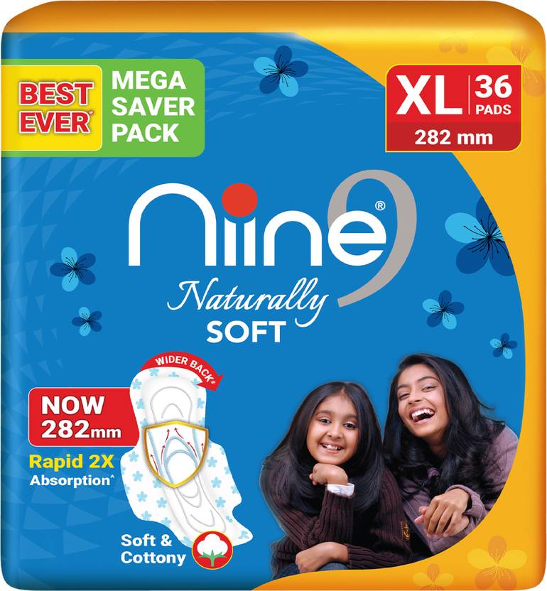 niine Naturally Soft XL Pad With Anti Leak Flow, Extra Soft and Cotton