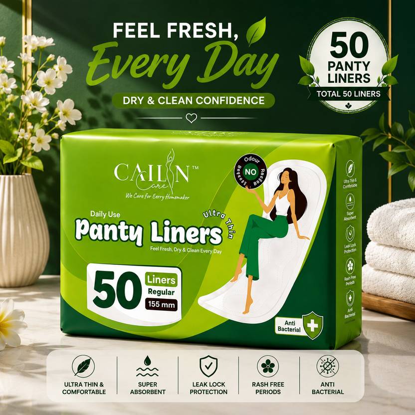 Cailin Care Individually Wrapped Cotton Daily Use Panty Liner for Women (155mm|Regular) Pantyliner