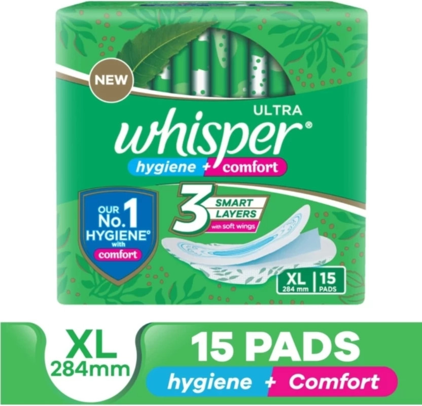Whisper ULTRA Hygiene + Comfort XL 284 mm 15 Pcs ( pack Of 1)