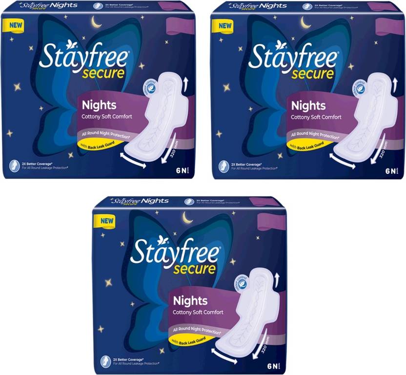 STAYFREE Secure Nights 6+6+6N pads Sanitary Pad