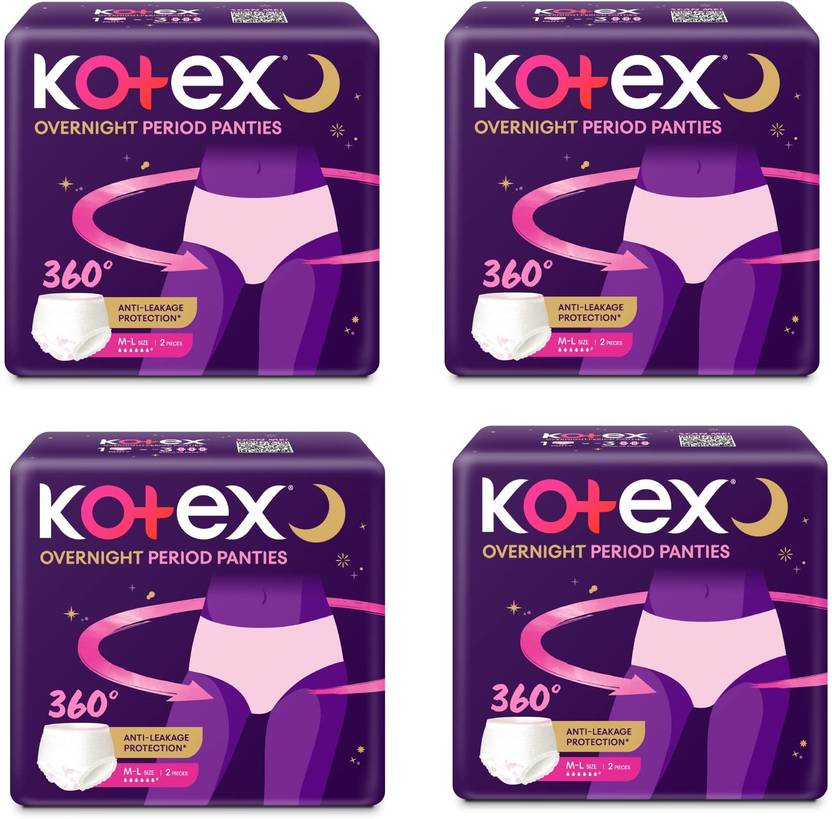 Kotex Overnight Period Panties Medium/Large size, 8 Panties for heavy
