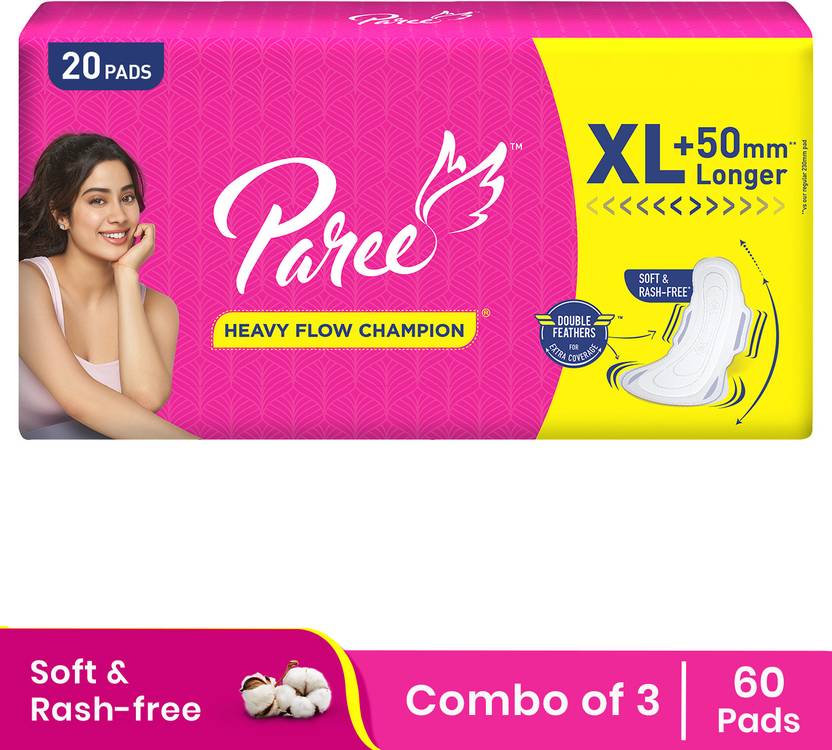 Paree Soft & Rash Free Double Feathers XL Sanitary Pads,With 3 Seconds