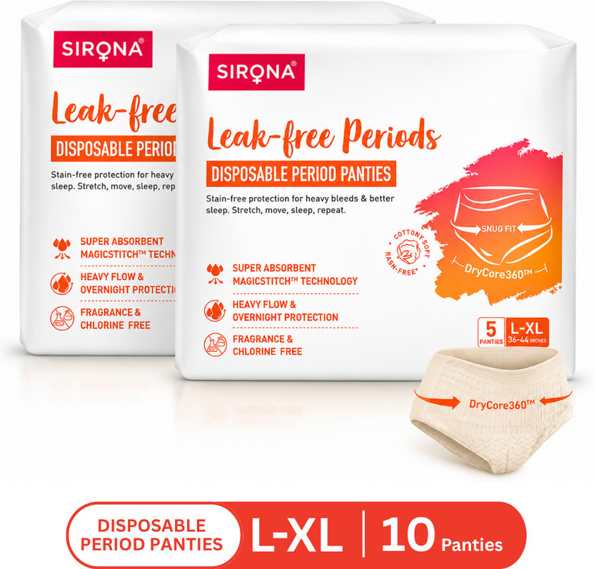 Click to enlarge SIRONA Disposable Period Panties - L-XL (36"-44") | Super Soft & ...more