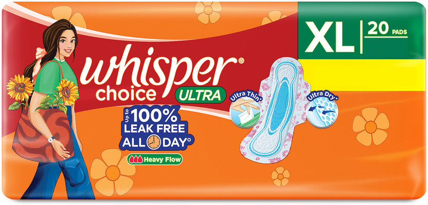 Whisper Choice Ultra XL, 20 XL Pads, for heavy flow Sanitary Pad