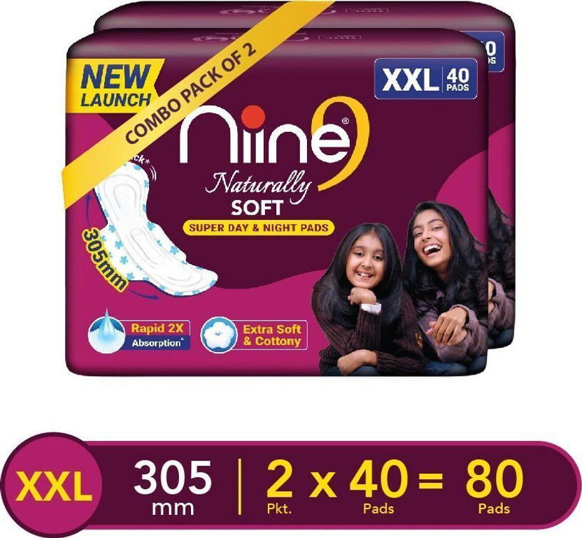niine Naturally Soft XXL+ Sanitary Napkins Super Day & Night