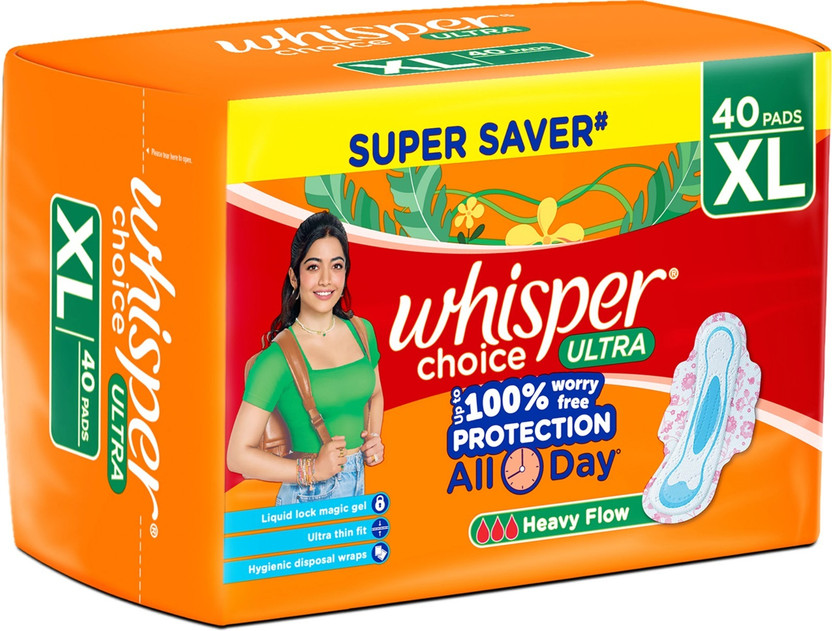 Whisper Best quality Heavy flow Sanitary Pads for Women, 40