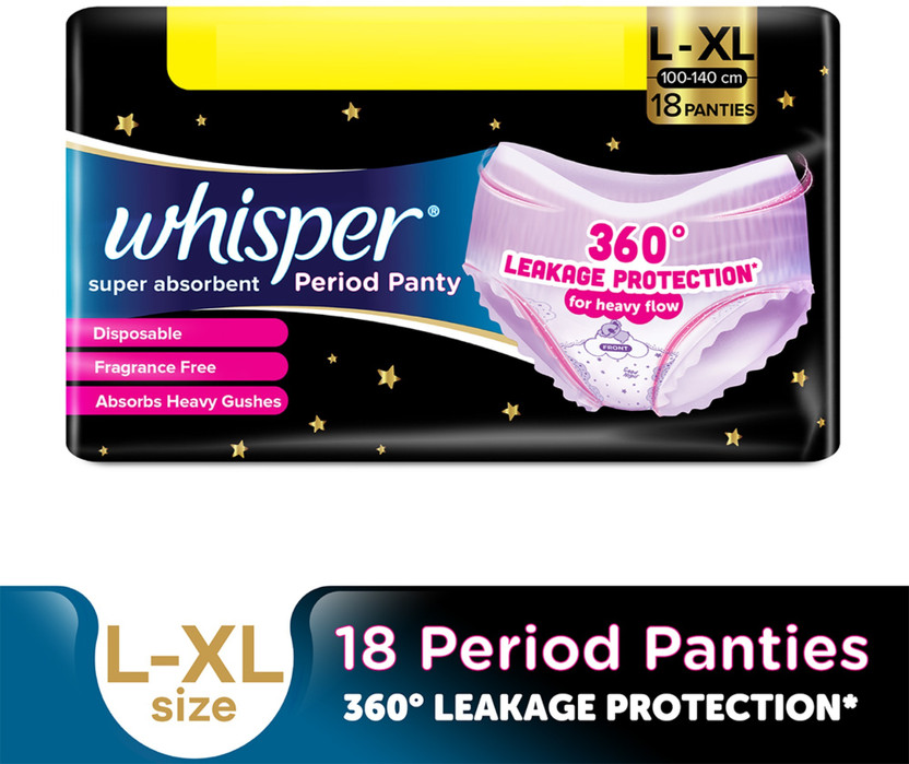 Whisper Super Absorbent Period Panty, 18 L-XL Pants Sanitary Pad