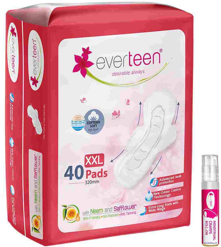 everteen combo 40 XXL Soft Neem Safflower Sanitary Pads & Menstrual
