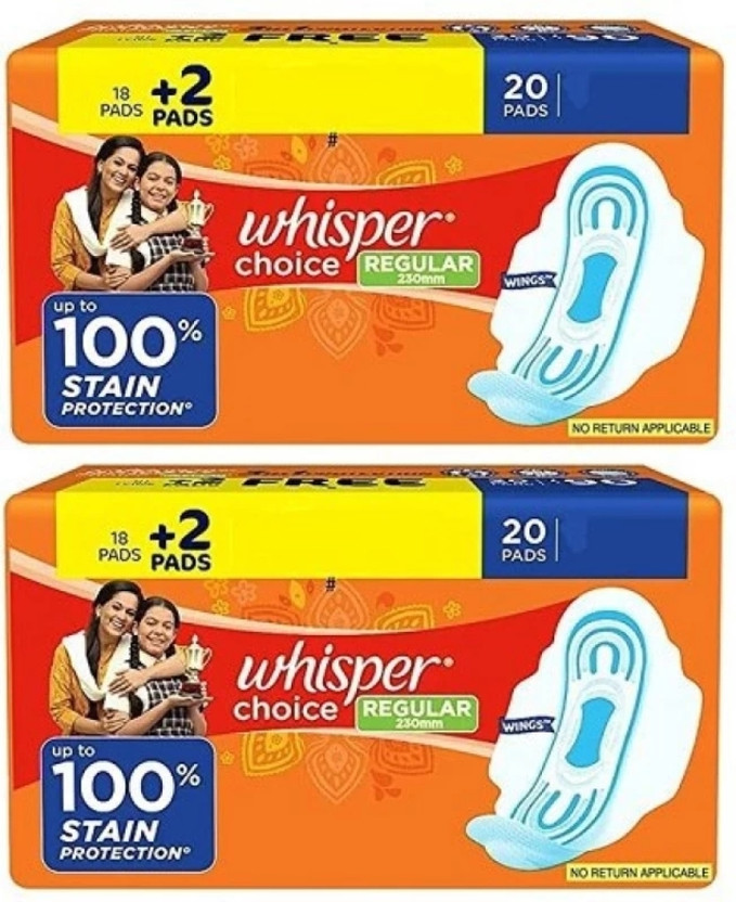 Whisper Choice regular 230mm20+20-pads sanitary pads ( pack of