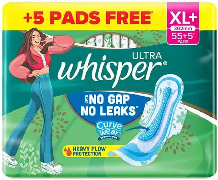 Whisper ultra sanitary pa xl+ 60pads cuff Sanitary Pad