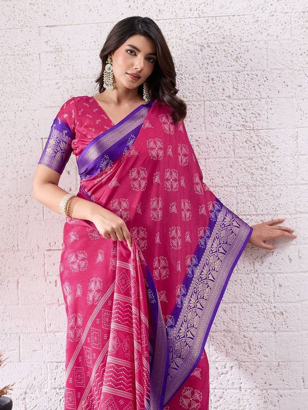 MIWAFASHION Woven Bollywood Crepe Saree