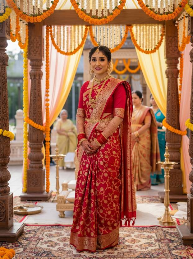 Vivatra Self Design Kanjivaram Silk Blend Saree