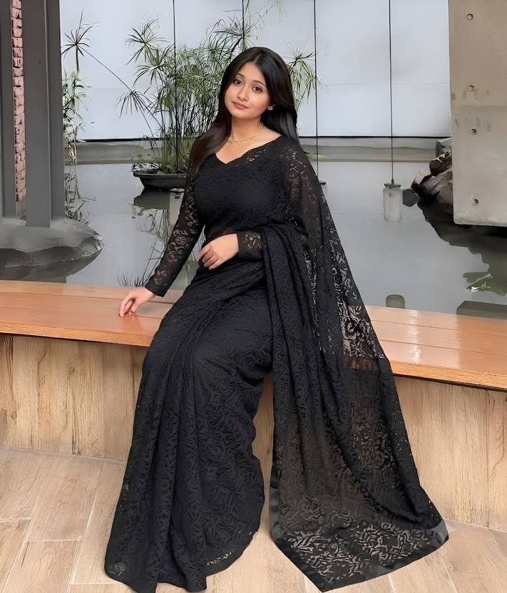 Vraggi Saree Self Design Bollywood Net Saree