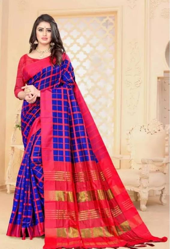 VJ FASHION Woven Daily Wear Cotton Blend Saree