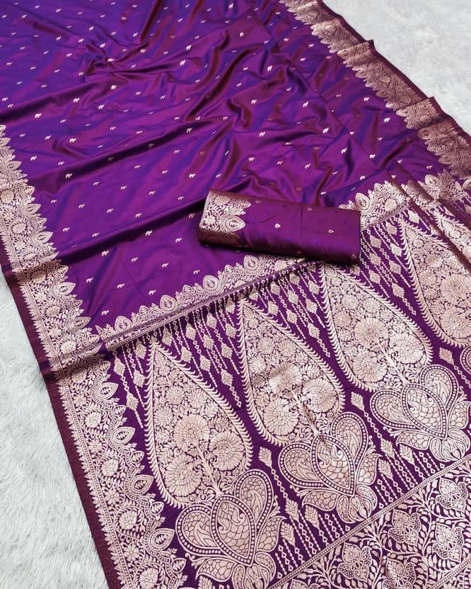 VIYANSH CREATION Woven Banarasi Satin, Pure Silk Saree