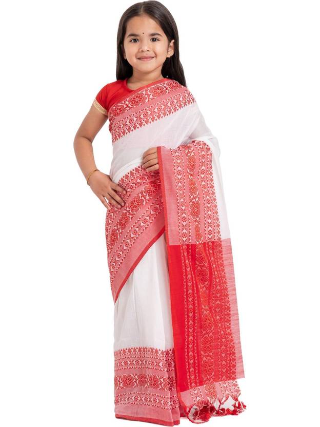 BalikaTextile Woven, Floral Print, Geometric Print Handloom Pure Cotton Saree