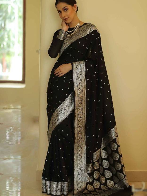 AMRUTKALA SAREES Woven Banarasi Silk Blend Saree