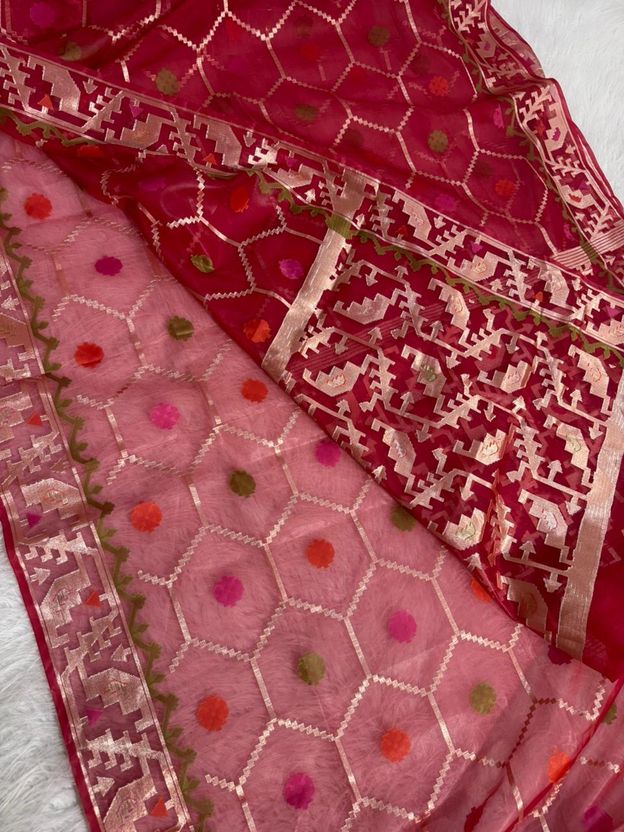 siyaramfabrics Floral Print Jamdani Muslin Saree - Image 6
