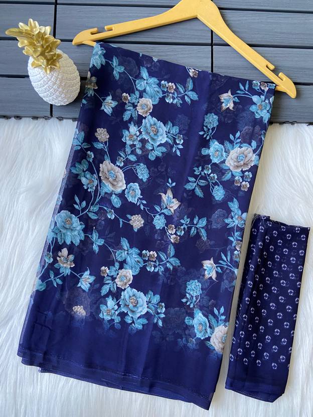 bhavika silk mills Floral Print Daily Wear Georgette Saree