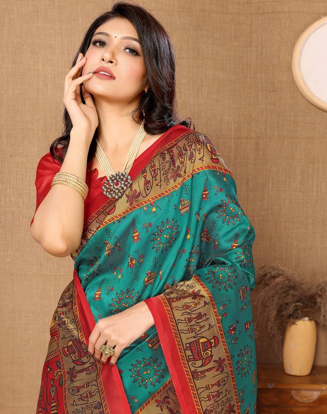 YASHIKA Printed Daily Wear Art Silk Saree (Blue)