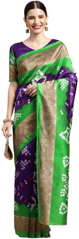 Akhilam Printed Bandhani Art Silk Saree
