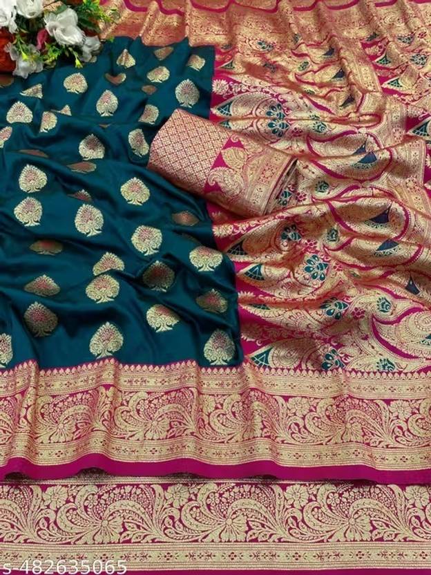 VIYANSH CREATION Woven, Paisley Banarasi Satin Saree