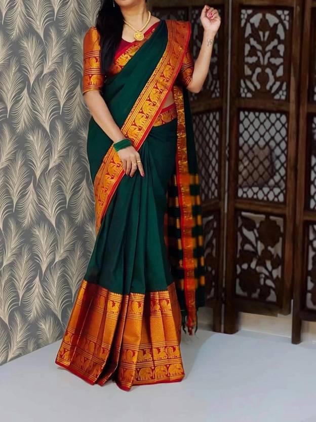 Magneitta Woven, Animal Print Kanjivaram Tissue, Cotton Silk Saree