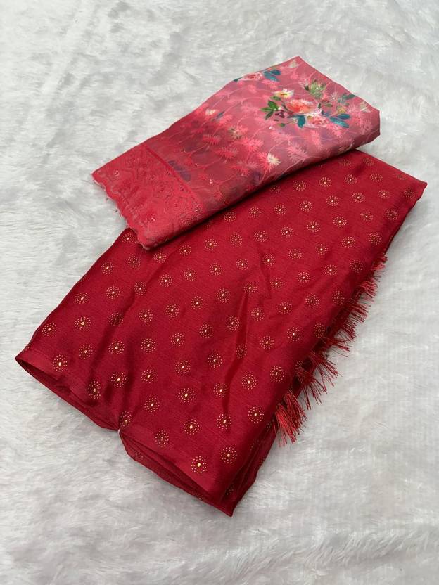 Tradivibe Dyed Bollywood Polyester Saree