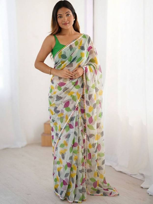 Dhaaga Ghar Printed Daily Wear Crepe Saree