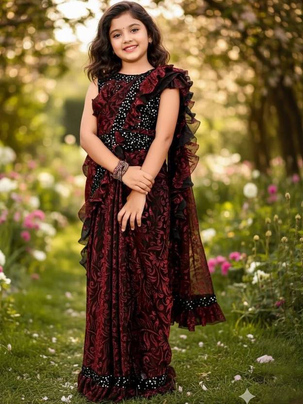 BBSCHOICE Embellished Venkatagiri Lycra Blend Saree