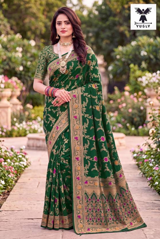 YUGLY Woven Banarasi Pure Silk Saree